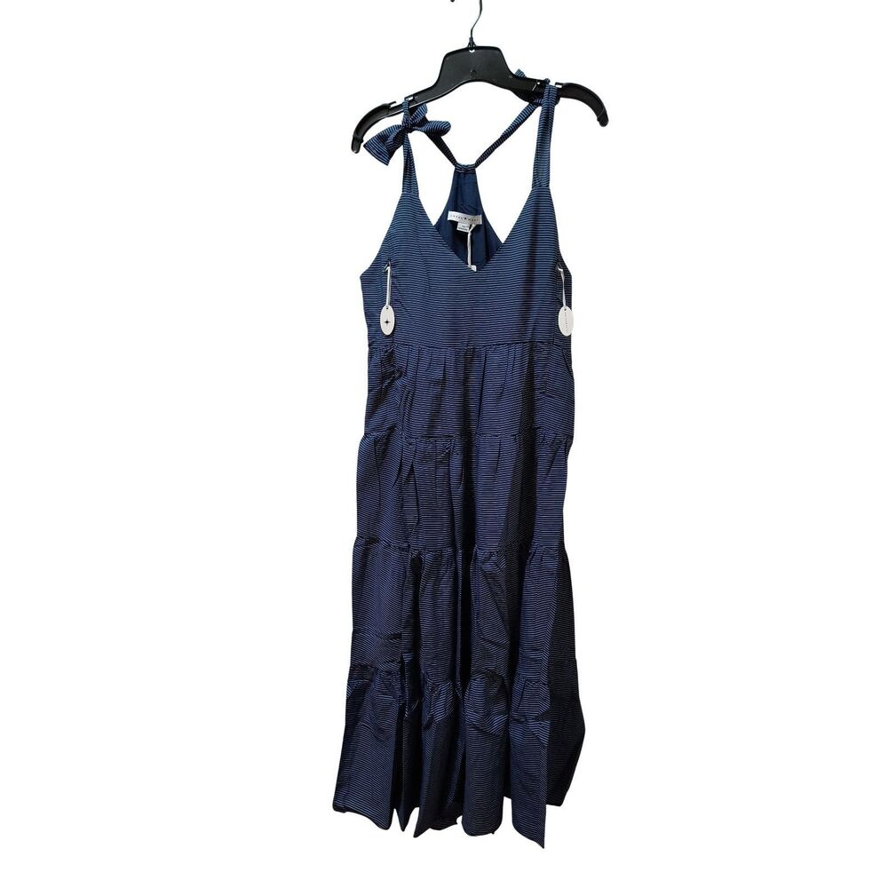 Loyal Hana Rio Maternity Nursing Maxi Dress XS Navy Striped Tiered NWT